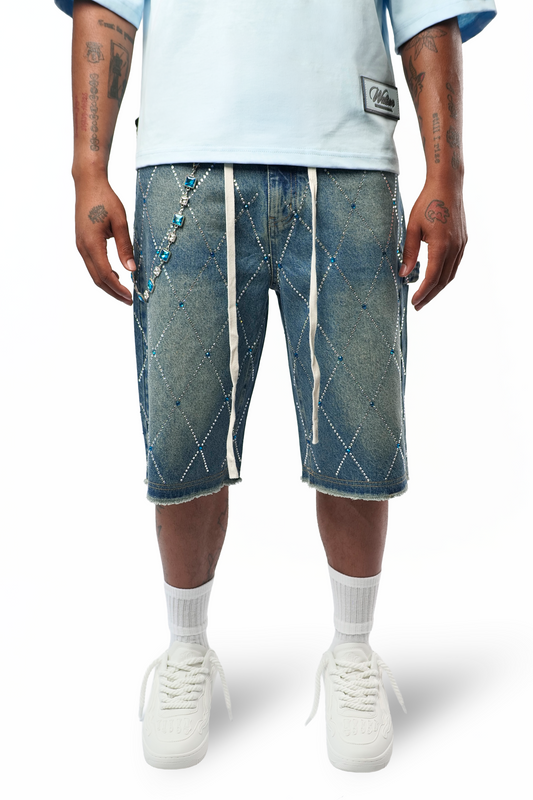 WATSON PURPLE DIAMOND MEDIUM WASH DENIM SHORTS