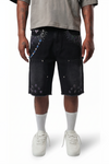 WATSON PURPLE PEAR DIAMOND BLACK DENIM SHORTS