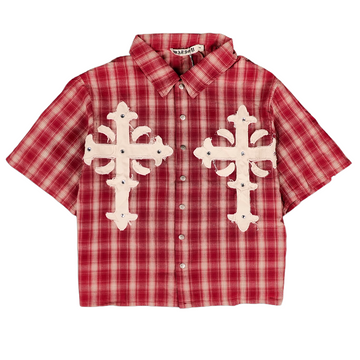 WATSON HAVE FAITH BURNT RED SHORT SLEEVE FLANNEL SHIRT