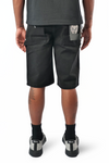WATSON DIAMOND CROSS PIN BLACK DENIM SHORTS