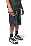 WATSON SPIDERWEB SINGLE STITCHED BLACK DENIM SHORTS