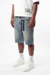 WATSON GLITTER DARK BLUE WASH DENIM SHORTS