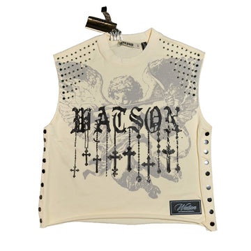 WATSON ALL ANGELS CREAM CUTOFF TSHIRT