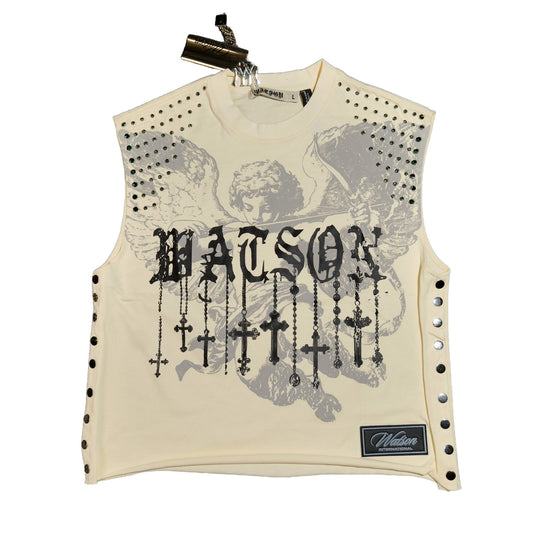 WATSON ALL ANGELS CREAM CUTOFF TSHIRT