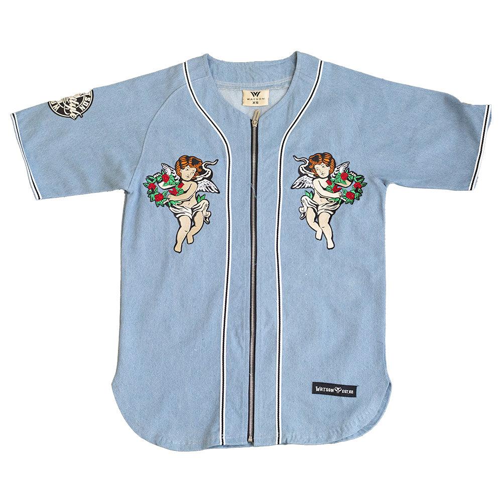 WATSON HEAVEN SENT DENIM ZIP UP BASEBALL JERSEY - Allstarelite.com