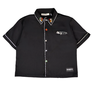 WATSON ROPE EMBELLISHED COLLAR BLACK BUTTON SHIRT