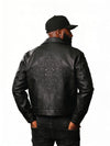 WATSON BLACK STUD EMBELLISHED BLACK MOTO JACKET