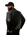 WATSON BLACK STUD EMBELLISHED BLACK MOTO JACKET