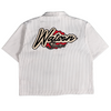WATSON MULTI APPLIQUE PATCHWORK WHITE AND BLACK PINSTRIPE BUTTON DOWN SHIRT