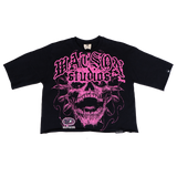 WATSON PINK SKULL CROPPED T-SHIRT (BLACK)