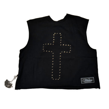 WATSON CHILD OF GOD CROSS RIVET BLACK CUTOFF TSHIRT