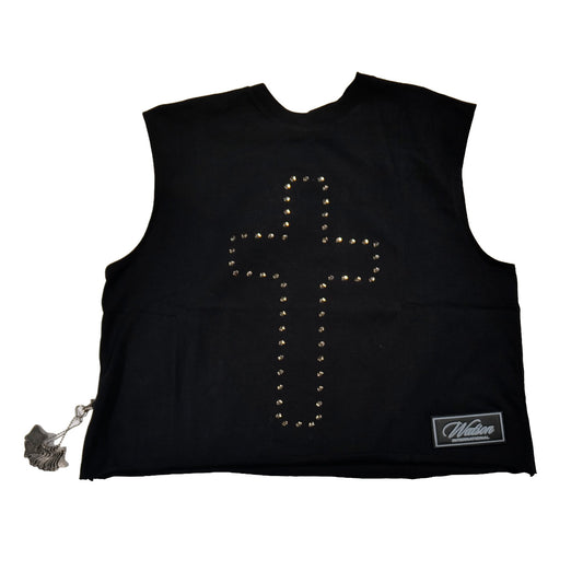 WATSON CHILD OF GOD CROSS RIVET BLACK CUTOFF TSHIRT