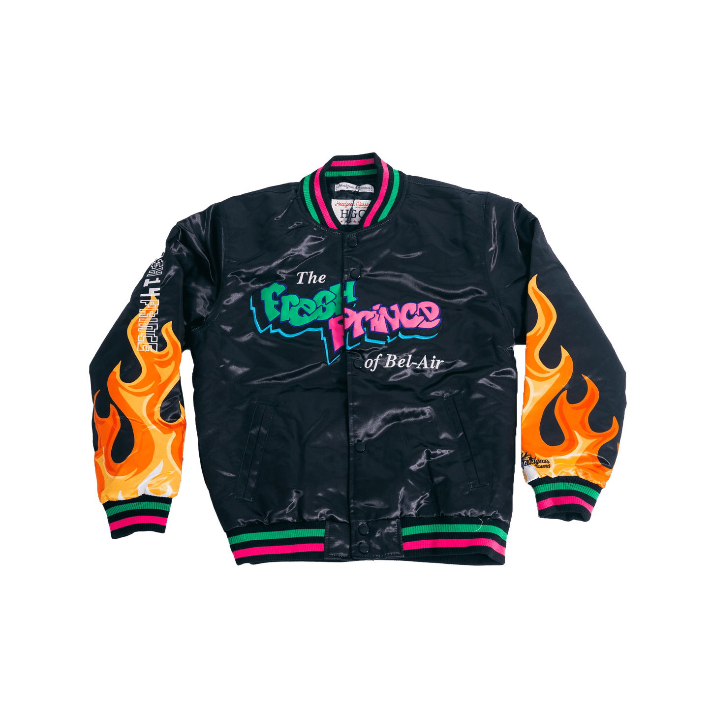 YOUTH BLACK FLAME FRESH PRINCE SATIN JACKET - Allstarelite.com