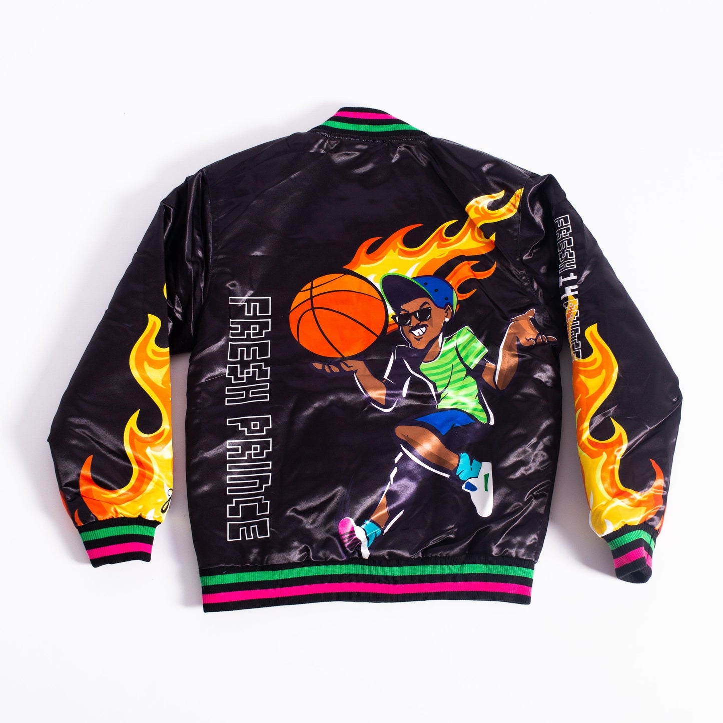 YOUTH BLACK FLAME FRESH PRINCE SATIN JACKET - Allstarelite.com