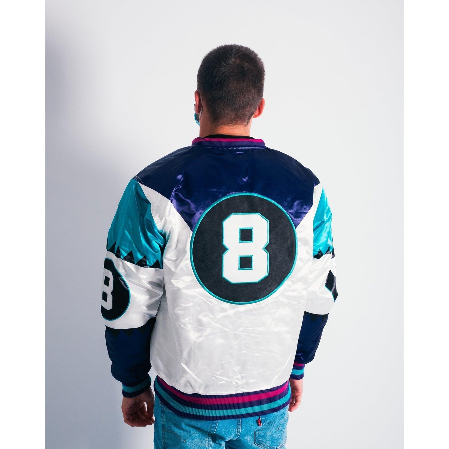 YOUTH MARTIN 8 BALL AQUA SATIN JACKET - Allstarelite.com