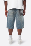 WATSON GLITTER DARK BLUE WASH DENIM SHORTS