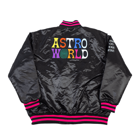 ASTRO WORLD BLACK SATIN JACKET - Allstarelite.com