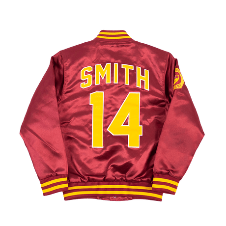 BEL-AIR ACADEMY WILL SMITH MAROON YOUTH SATIN JACKET - Allstarelite.com