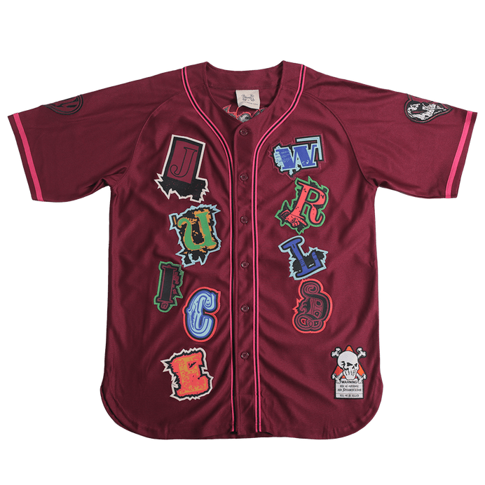 BRAND X JUICE WRLD FIGHTING DEMONS PURPLE BASEBALL JERSEY - Allstarelite.com