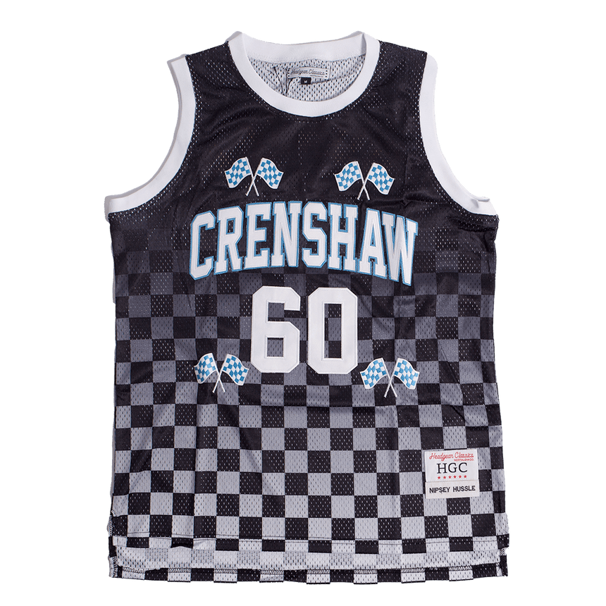 CRENSHAW CHECKER FLAG BASKETBALL JERSEY BLACK - Allstarelite.com