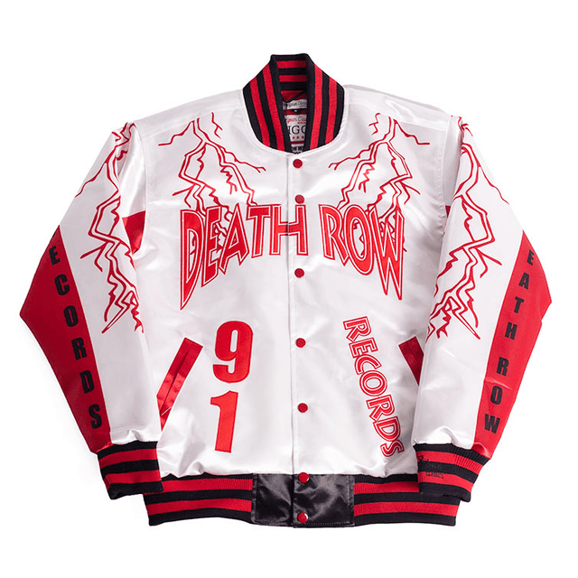 DEATH ROW LIGHTNING YOUTH SATIN JACKET WHITE - Allstarelite.com