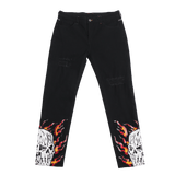 FLAMING SKULL BLACK JEANS - Allstarelite.com