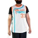 Flint Tropics Jackie Moon White Basketball Jersey - Allstarelite.com