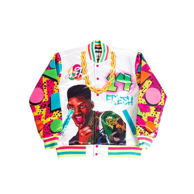 FRESH PRINCE FRESH AIR GRAFFITI YOUTH SATIN JACKET WHITE - Allstarelite.com