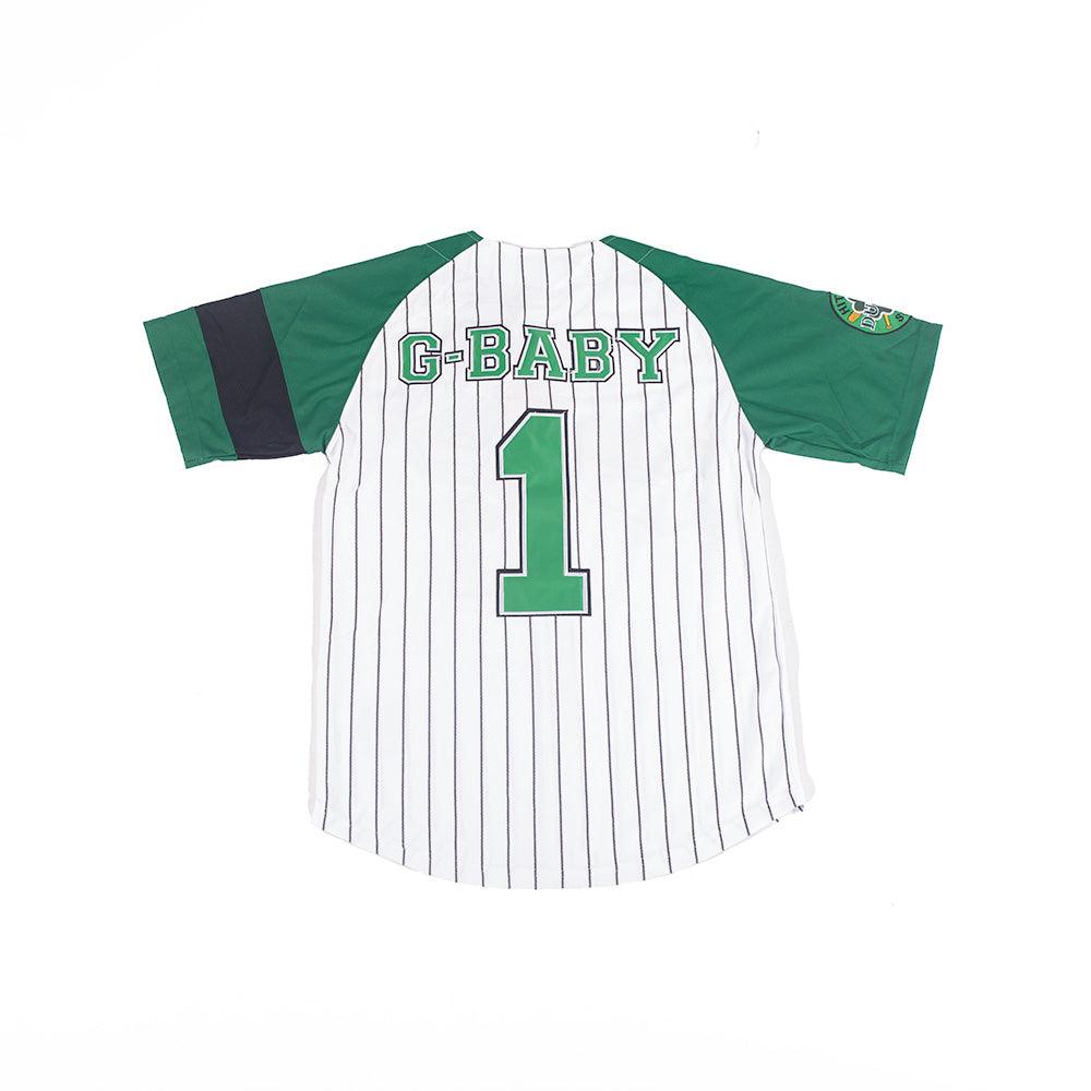 G BABY BASEBALL JERSEY WHITE GREEN Allstarelite