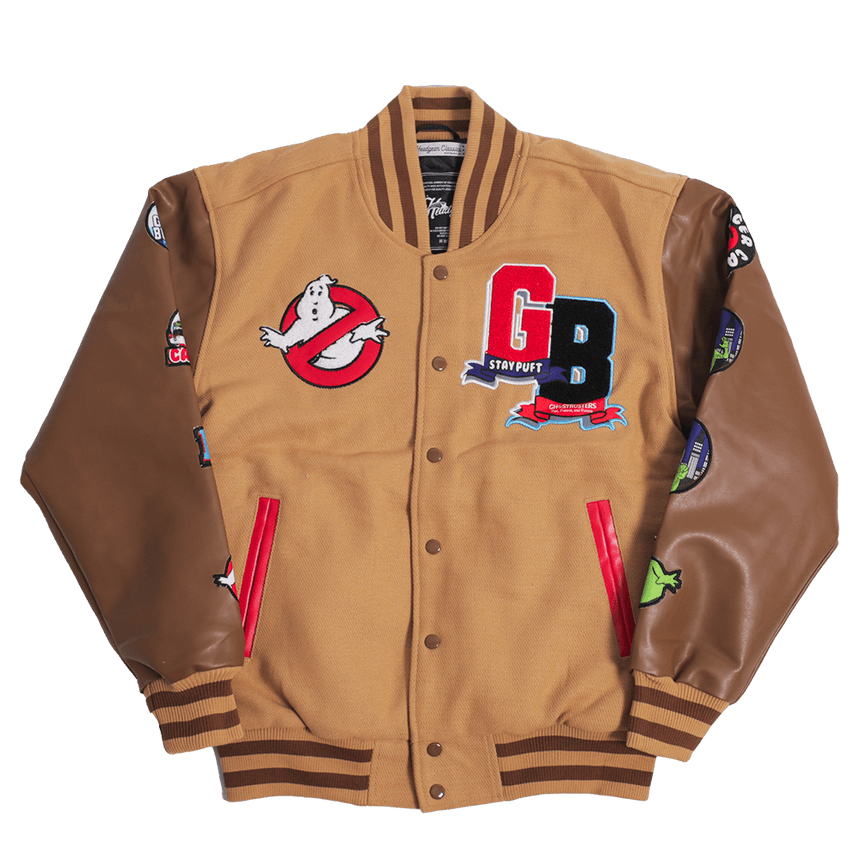GHOSTBUSTERS SERVICE CALL VARSITY JACKET BROWN - Allstarelite.com