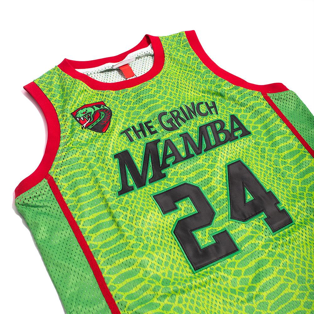 Design Bryant #24 Mamba The Grinch Basketball Jersey Snake Skin Green