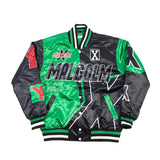 MALCOLM X BLACK AND GREEN POWER SATIN JACKET - Allstarelite.com