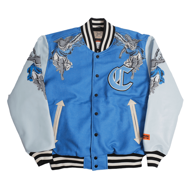 NIPSEY HUSSLE CRENSHAW VARSITY JACKET IN BLUE - Allstarelite.com