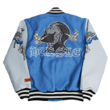 NIPSEY HUSSLE CRENSHAW VARSITY JACKET IN BLUE - Allstarelite.com