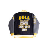 NOLA Black Pelicans Negro League Varsity Jacket In Black - Allstarelite.com
