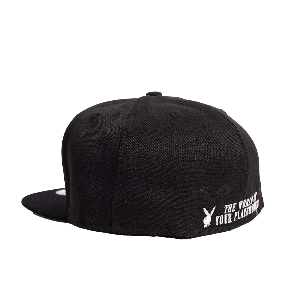 PLAYBOY THE WORLD IS YOUR PLAYGROUND BLACK FITTED HAT - Allstarelite.com