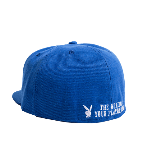 PLAYBOY THE WORLD IS YOUR PLAYGROUND ROYAL BLUE FITTED HAT - Allstarelite.com