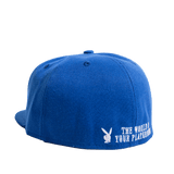PLAYBOY THE WORLD IS YOUR PLAYGROUND ROYAL BLUE FITTED HAT - Allstarelite.com