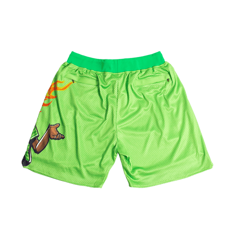 SPRAYPAINT FRESH PRINCE BASKETBALL SHORTS GREEN - Allstarelite.com