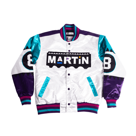 WHITE MARTIN 8 BALL SATIN JACKET - Allstarelite.com