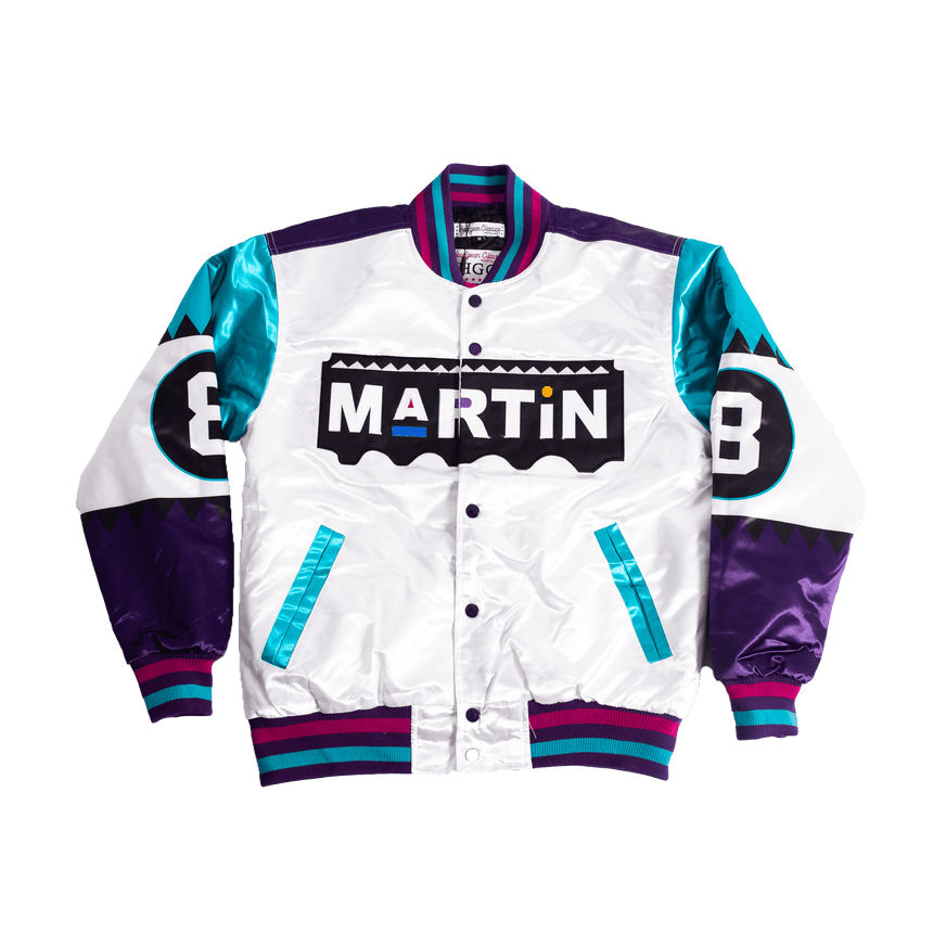 WHITE MARTIN 8 BALL SATIN JACKET - Allstarelite.com