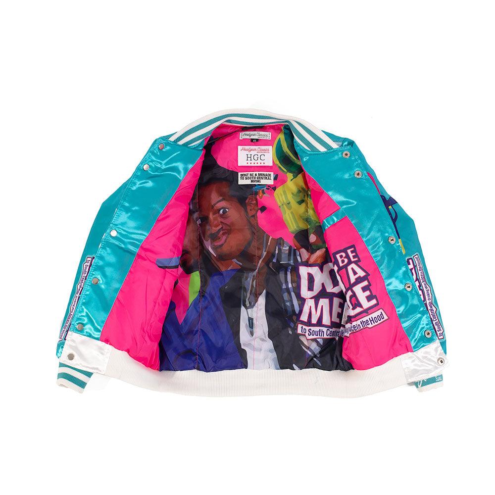 YOUTH DON T BE A MENACE ALL OVER SATIN JACKET LIGHT BLUE Allstarelite